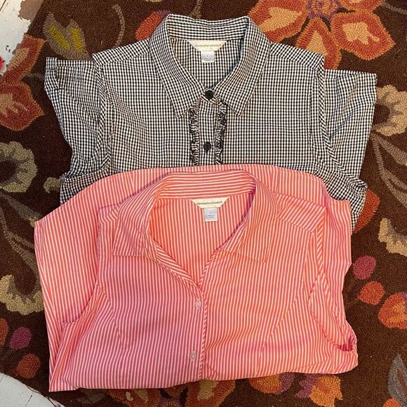 Christopher & Banks Sleeveless Button Dow Bundle of 2 Womens Tops Size L - Picture 1 of 12